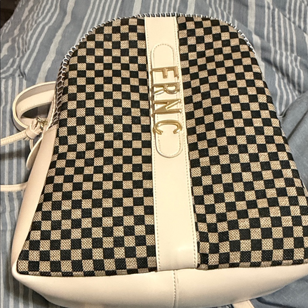 ERNC women/men Checkered Backpack - Black and Tan from Greece